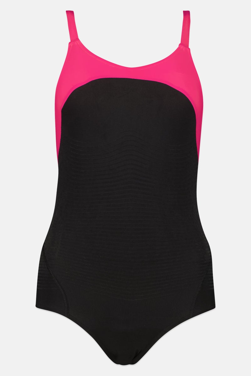 speedo Women Fit Power Form Xback Swimsuit, Black - Image 2